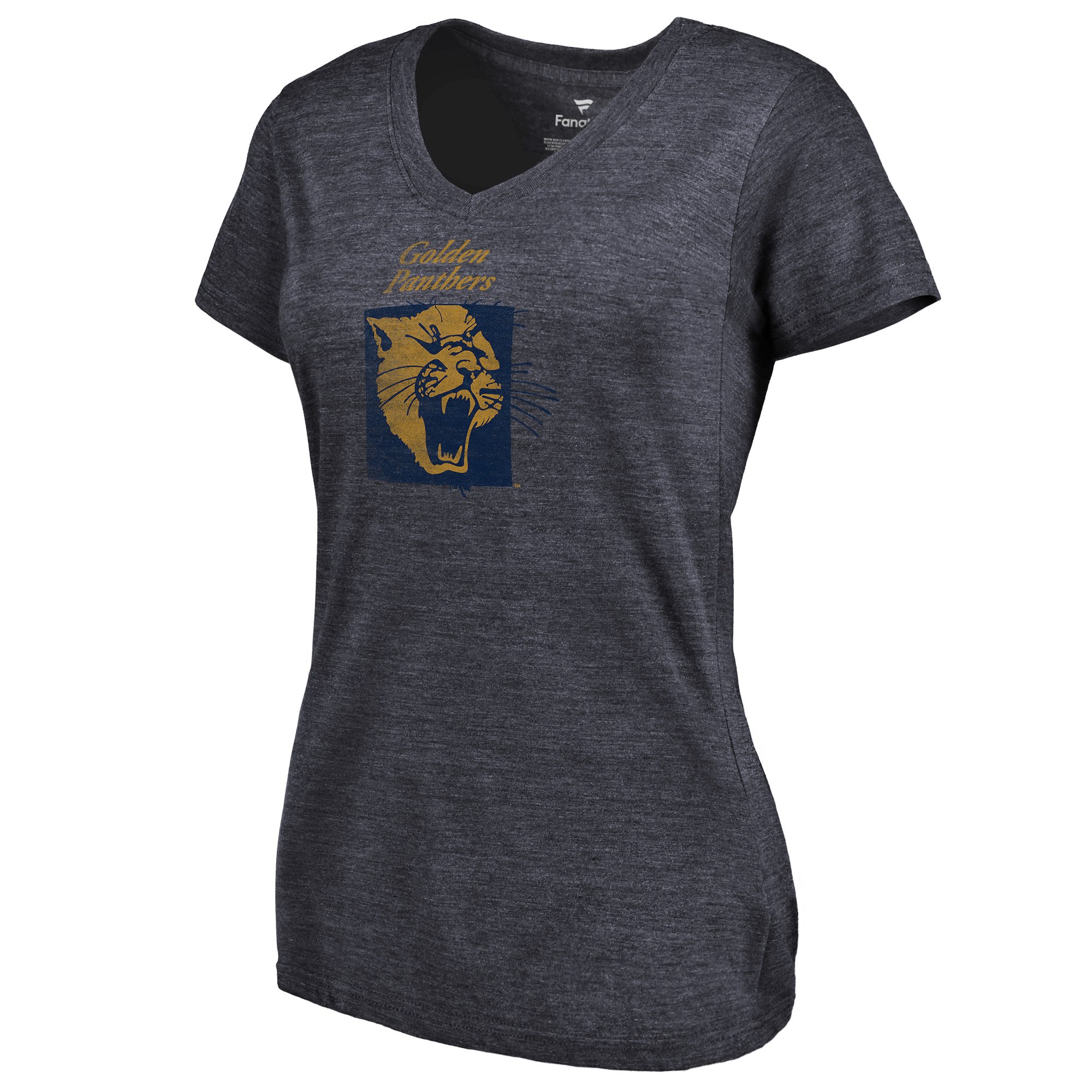 2020 NCAA Fanatics Branded FIU Panthers Women Navy College Vault Primary Logo TriBlend VNeck TShirt